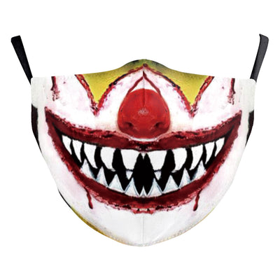 Halloween dust mask with a split design, featuring half a human face with pink lips and half a dark robotic face. - Image 22