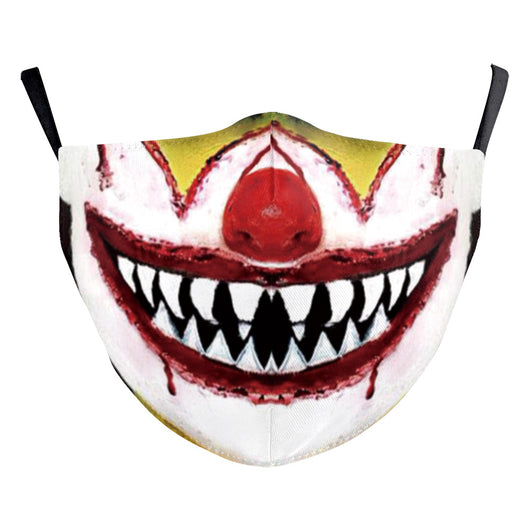 Halloween dust mask with a split design, featuring half a human face with pink lips and half a dark robotic face. - Image 22