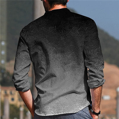 Camisa Casual de Manga Larga con Cuello de Pie Degradado para Hombre - Image 17