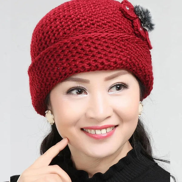 Gorro de Lana Tejido para Mamá - Abrigo Cálido Invierno
