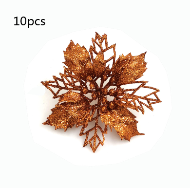 Flores Navideñas Artificiales con Brillo - Adornos para Árbol de Navidad y Decoración del Hogar - Image 30