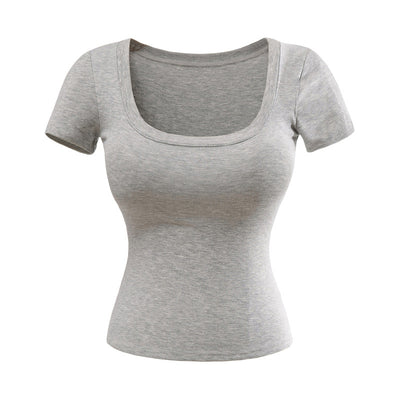 Playera Ajustada Cuello U Manga Corta para Mujer - Image 9