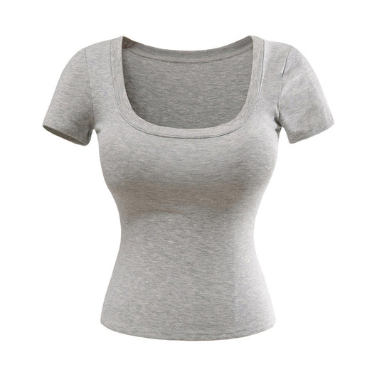 Playera Ajustada Cuello U Manga Corta para Mujer - Image 9