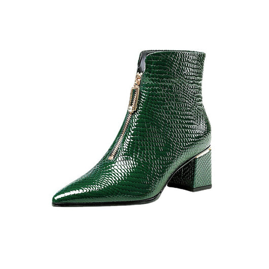 Botas de Cuero para Mujer con Tacón Grueso y Punta Afilada - Image 3