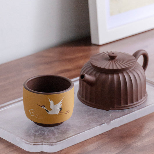 Taza de Té Cerámica Arcilla Púrpura Estilo Retro Chino Pintada a Mano - Image 10