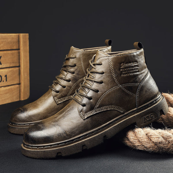 Botas Retro de Cuero para Hombre - Estilo Británico Clásico