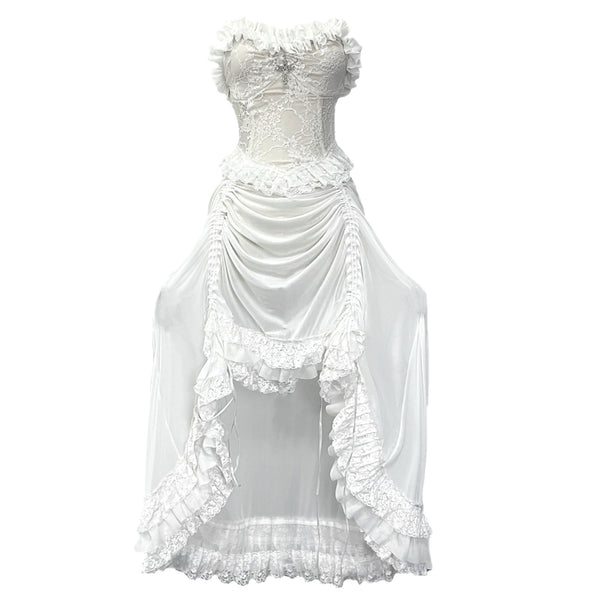 Vestido Gótico Blanco Estilo Chino con Malla y Cordón - Diseño Dark Verano - Image 6