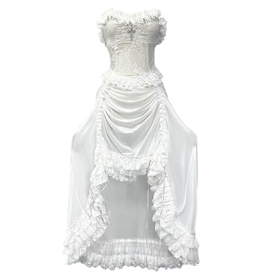 Vestido Gótico Blanco Estilo Chino con Malla y Cordón - Diseño Dark Verano - Image 6