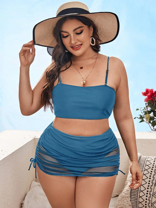 Traje de Baño Dividido de Tres Piezas para Mujer Talla Grande - Image 6