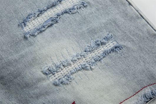 Jeans Holgados Retro con Rotos y Parches para Hombre - Image 6