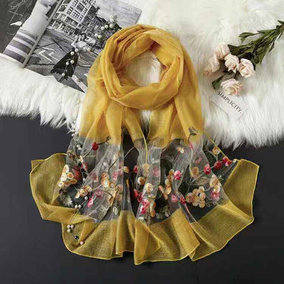 Pañuelo de Seda Bordado Elegante y Versátil para Mujer - Image 7