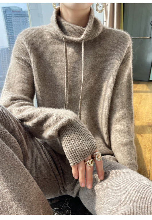 Suéter de Cuello Alto en Cashmira para Otoño e Invierno - Pullover Holgado y Grueso para Mujer - Image 14