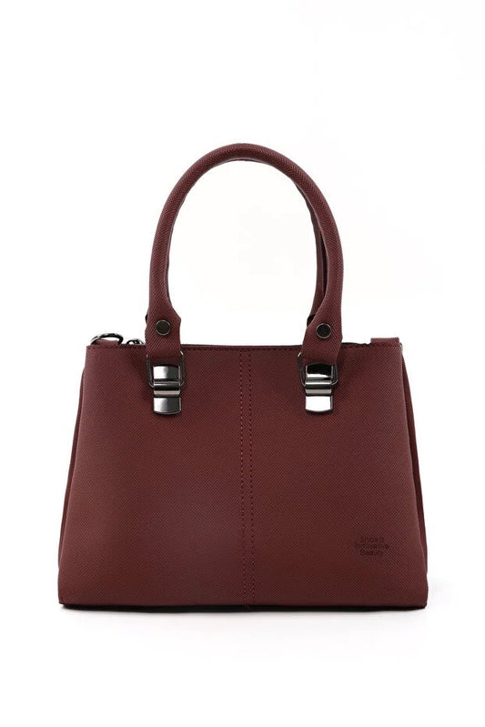 Bolso de Cuero Sintético Marrón con 3 Compartimentos y Correa Ajustable