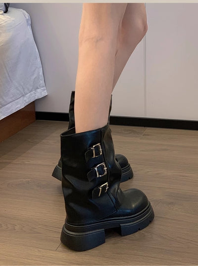 Botas Motociclista Plataforma con Hebilla para Mujer - Image 18