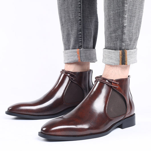 Zapatos de Cuero Puntiagudos Ligeros Talla 48 - Botines Elegantes para Caballero