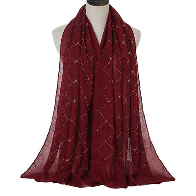 Chal Gauza de Algodón con Cuadros y Detalles de Diamantes - Image 14