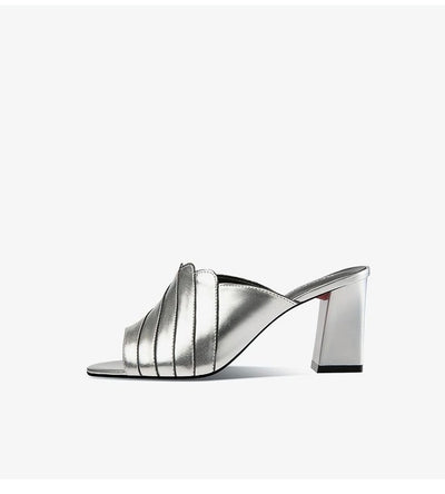 Sandalias de Cuero para Mujer con Tacón Grueso y Punta Abierta - Image 12