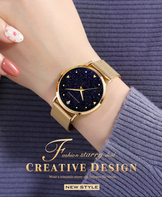 Reloj de Cuarzo Impermeable para Mujer con Diseño Estrellado Minimalista - Image 7