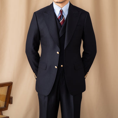 Traje Tres Piezas Slim Fit Azul Marino con Solapa de Caballero - Image 5