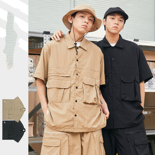 Camisa de Trabajo Retro Estilo Japonés Manga Corta para Verano