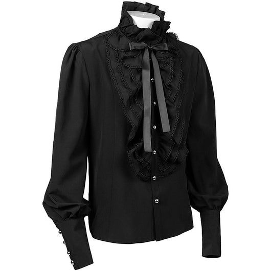 Camisa Plisada Steampunk Victoriana para Hombre con Capas - Image 5