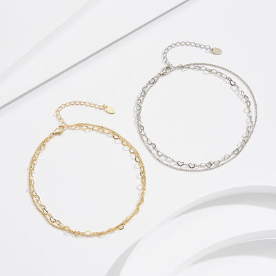 Collar y Tobillera Doble Capa en Plata Esterlina S925 - Diseño Minimalista - Image 3