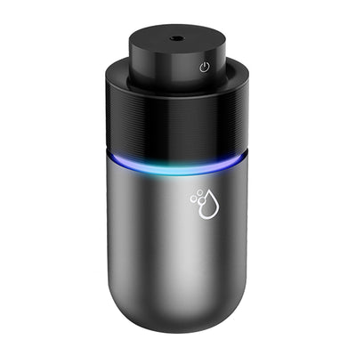 White car mini spray air purifying humidifier with a yellow light ring and a power button icon. - Image 5