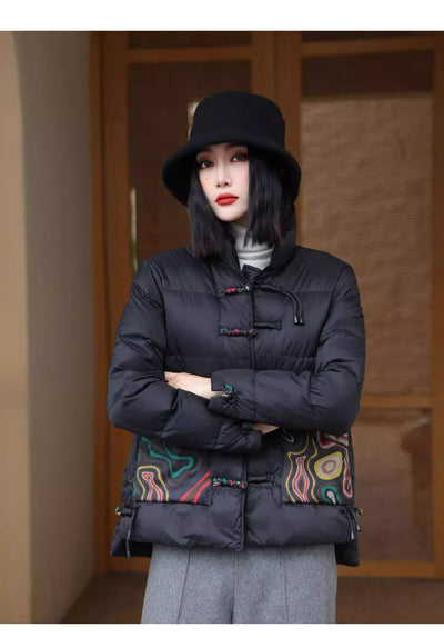 Chaqueta Acolchada Retro Estilo Chino con Cuello Alto para Mujer - Image 18