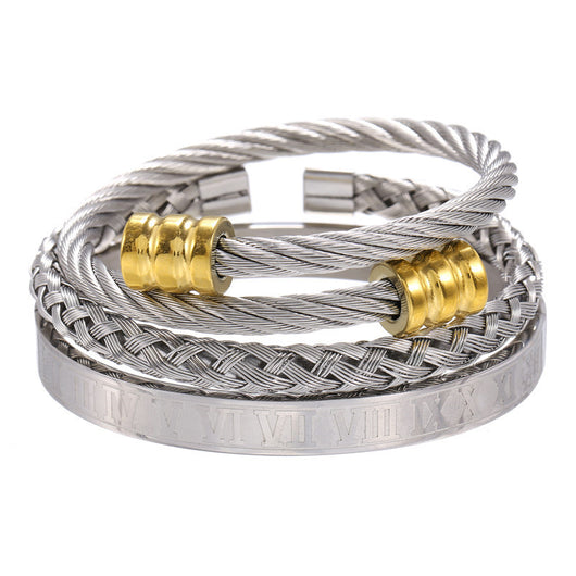 Pulsera de Acero Titanio Estilo Punk con Diseño Romano - Image 9
