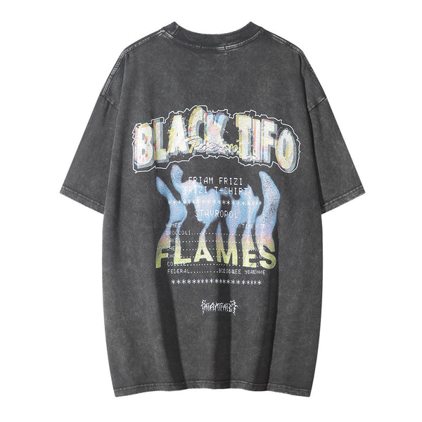 Camiseta Estampada Diablo Melancólico de Manga Corta para Hombre
