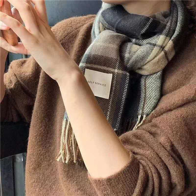 Bufanda Escocesa Retro para Mujer - Chal de Imitación Cashmira Invierno - Image 2