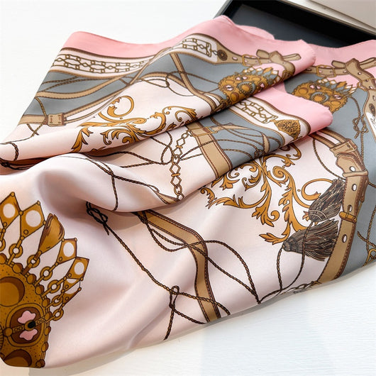 Pañuelo de Seda Twill Estampado 90cm con Anilla Cadena - Diseño Europeo y Americano - Image 21