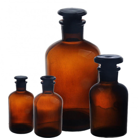 Botella de Vidrio Cuello Angosto Transparente Marrón para Laboratorio