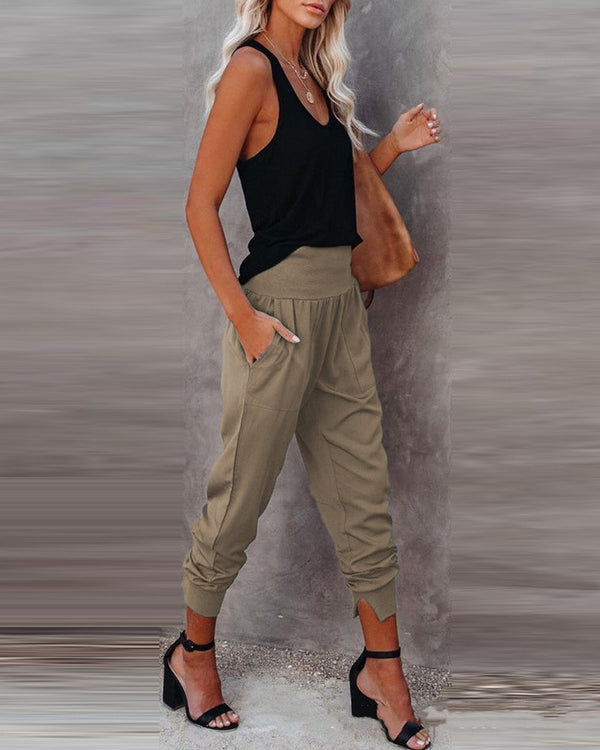 Pantalones Casuales de Cintura Alta para Mujer