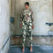 Jumpsuit Estampado para Mujer con Cuello Halter y Fruncido