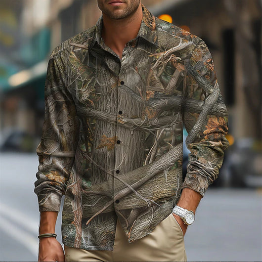 Camisa Manga Larga Estampada a Rayas para Hombre - Image 7