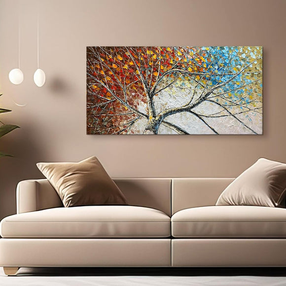 Cuadro Abstracto Moderno con Textura de Paleta - Árbol de la Fortuna Óleo sobre Lienzo