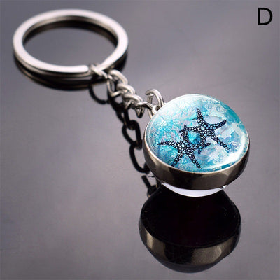 Llavero Esfera de Vidrio con Tortuga y Estrella de Mar - Diseño Divertido - Image 32