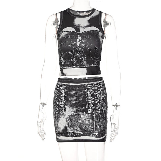 Conjunto Versátil: Chaleco Estampado y Falda Coordinada - Image 15
