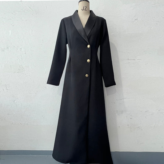 Gabardina Larga Clásica de Botón Único para Mujer - Image 13