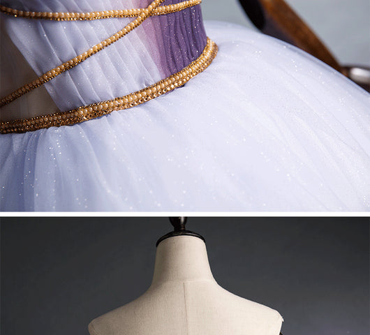 Vestido Elegante de Tul con Detalle Fruncido y Estampado Estrellado - Image 13