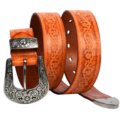 Cinturón de Cuero Grabado Estilo Mongol con Personalización Artesanal - Image 4