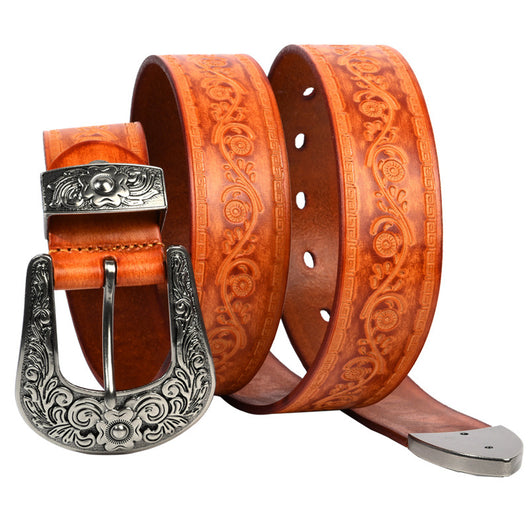 Cinturón de Cuero Grabado Estilo Mongol con Personalización Artesanal - Image 4