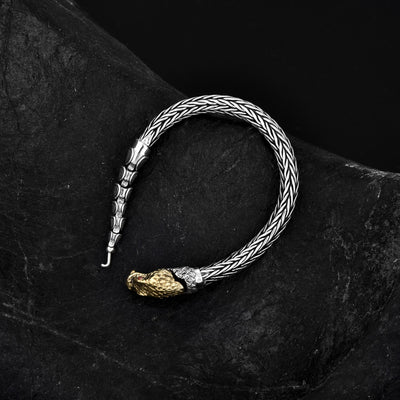 Pulsera de Plata Dragón Entrando al Mar Personalizada Estilo Retro Envejecido - Image 4