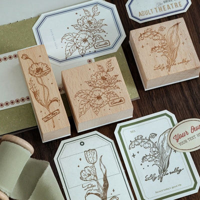 Sello de Madera Floral Retro para Cuadernos Artísticos y Proyectos DIY - Image 3
