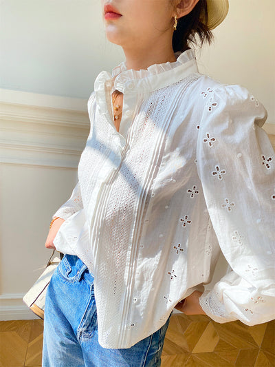 Blusa Francesa Clásica de Diseño para Mujer - Color Sólido - Image 8