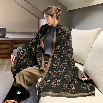 Pañoleta Larga Estampada de Imitación Cashmere para Mujer - Image 9