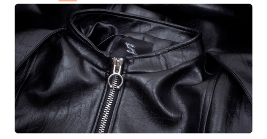 Chaqueta de Cuero para Hombre Rojo Otoño con Costuras Reforzadas - Image 4