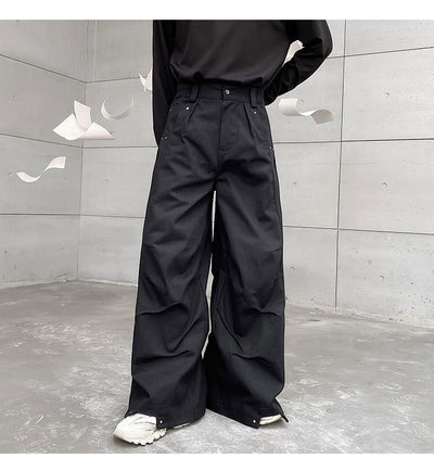 Pantalones Anchos Plisados Hombre - Corte Relajado Oscuro - Image 11