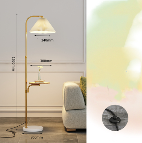 Lámpara de Pie para Sala con Pantalla Plisada y Base de Madera Maciza - Image 21